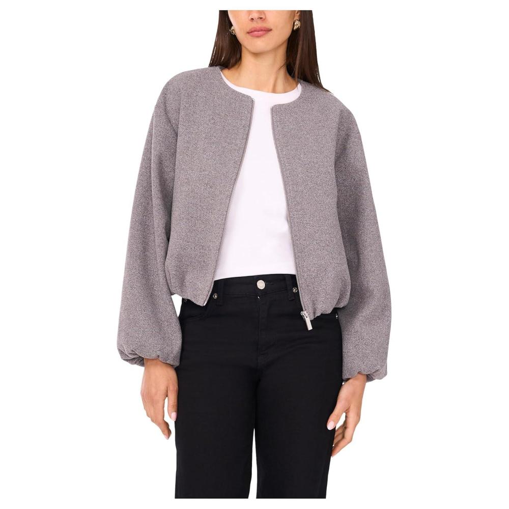 imageVince Camuto Womens Cropped Long Sleeve Bubble JacketMedium HeatherGrey