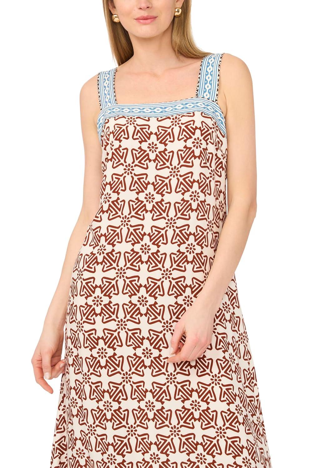 imageVince Camuto Womens Smocked Back Sleeveless Maxi DressRust