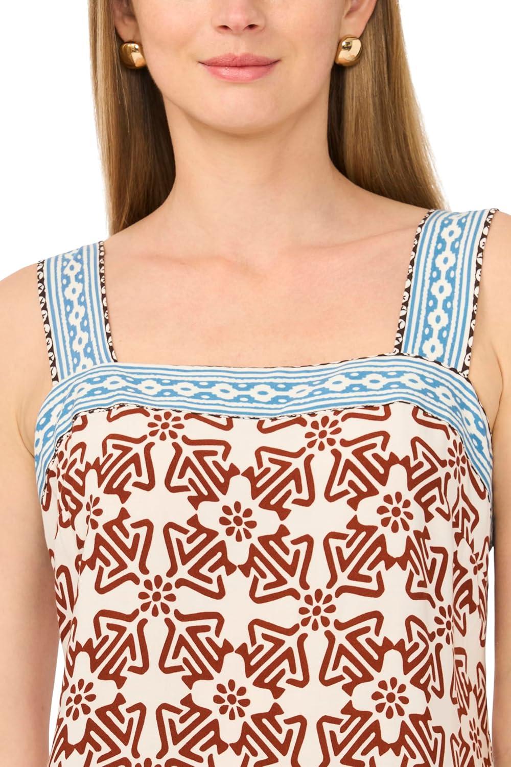 imageVince Camuto Womens Smocked Back Sleeveless Maxi DressRust