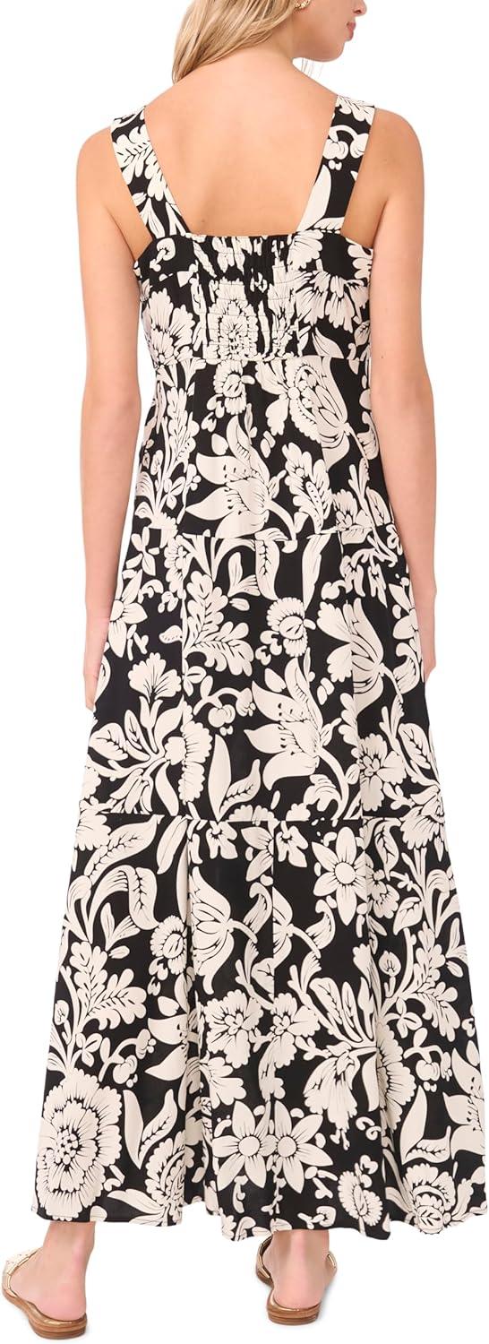imageVince Camuto Womens Thick Strap Printed Maxi DressRich Black