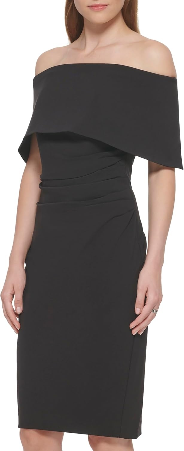 image:imageVince Camuto Womens Sleeveless Off Shoulder Cocktail Midi DressBlack