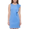 Vince Camuto Women’s Sleeveless High Neck Cascade Detail Sheath Mini Dress(Periwinkle)