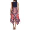 Vince Camuto Women’s Sleeveless High Neck Tie Waist Handkerchief Midi Dress(Persimmon)