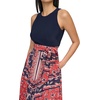Vince Camuto Women’s Sleeveless High Neck Tie Waist Handkerchief Midi Dress(Persimmon)