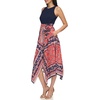 Vince Camuto Women’s Sleeveless High Neck Tie Waist Handkerchief Midi Dress(Persimmon)