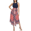 Vince Camuto Women’s Sleeveless High Neck Tie Waist Handkerchief Midi Dress(Persimmon)