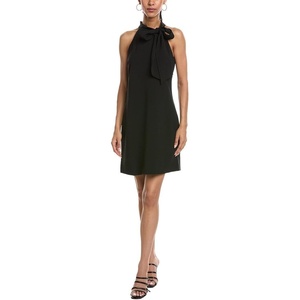 Vince Camuto Women’s Sleeveless Halter Tie Neck Shift Mini Dress(Black)
