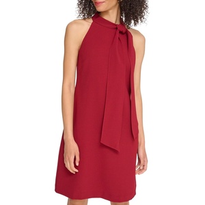 Vince Camuto Women’s Sleeveless Halter Tie Neck Shift Mini Dress(Bordeaux)