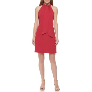 Vince Camuto Women’s Sleeveless Halter Tie Neck Shift Mini Dress(Raspberry)