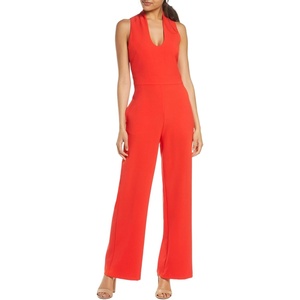 Vince Camuto Women’s Sleeveless Scoop Neck Crepe Jumpsuit(Red)