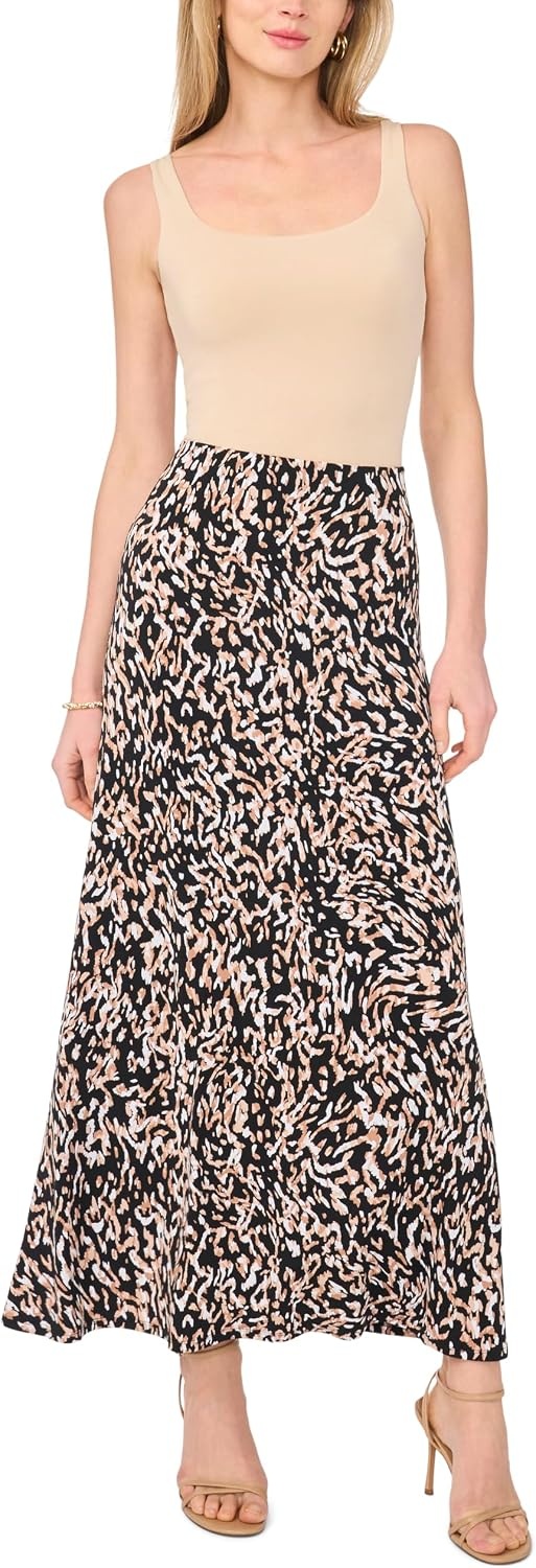 image:imageVince Camuto Womens Printed Maxi Pull on SkirtRich Black