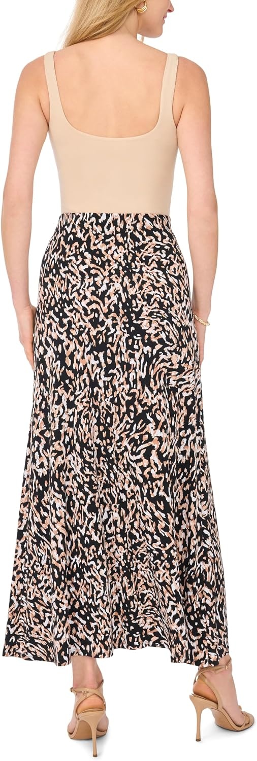 image:imageVince Camuto Womens Printed Maxi Pull on SkirtRich Black