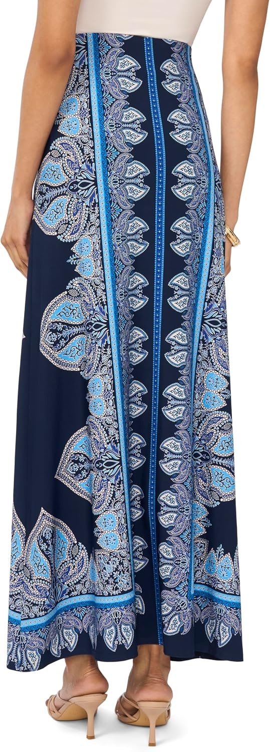 image:imageVince Camuto Womens Printed Pull on Maxi SkirtClassic Navy
