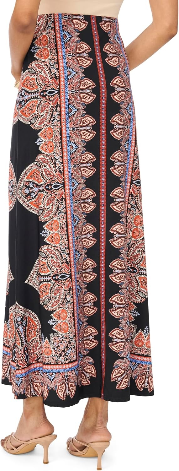 image:imageVince Camuto Womens Printed Pull on Maxi SkirtRust