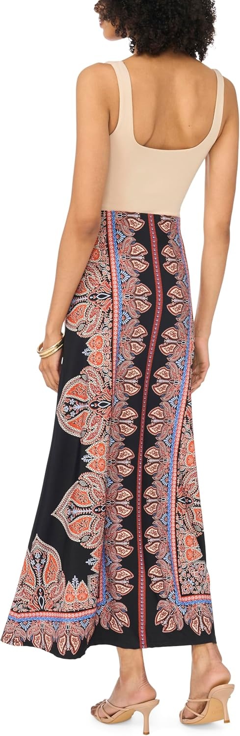 image:imageVince Camuto Womens Printed Pull on Maxi SkirtRust