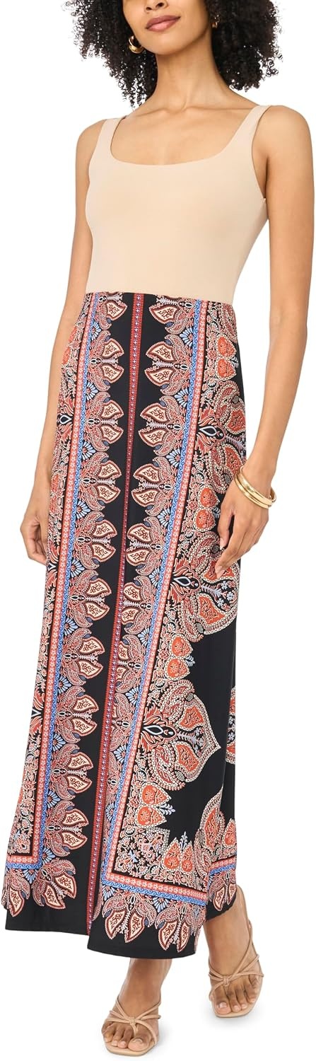 image:imageVince Camuto Womens Printed Pull on Maxi SkirtRust