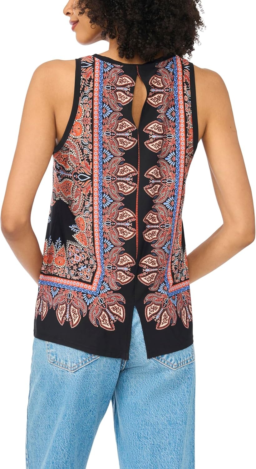 image:imageVince Camuto Womens Printed Sleeveless Tank TopRust