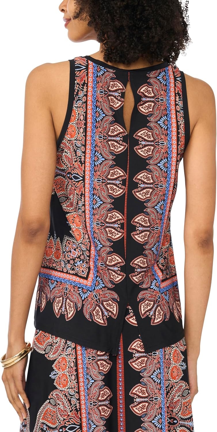 image:imageVince Camuto Womens Printed Sleeveless Tank TopRust
