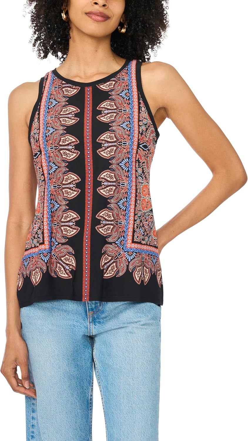 image:imageVince Camuto Womens Printed Sleeveless Tank TopRust