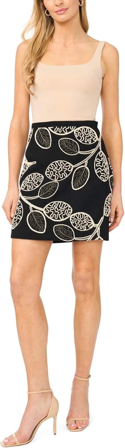 image:imageVince Camuto Womens Printed a Line Mini SkirtRich Black