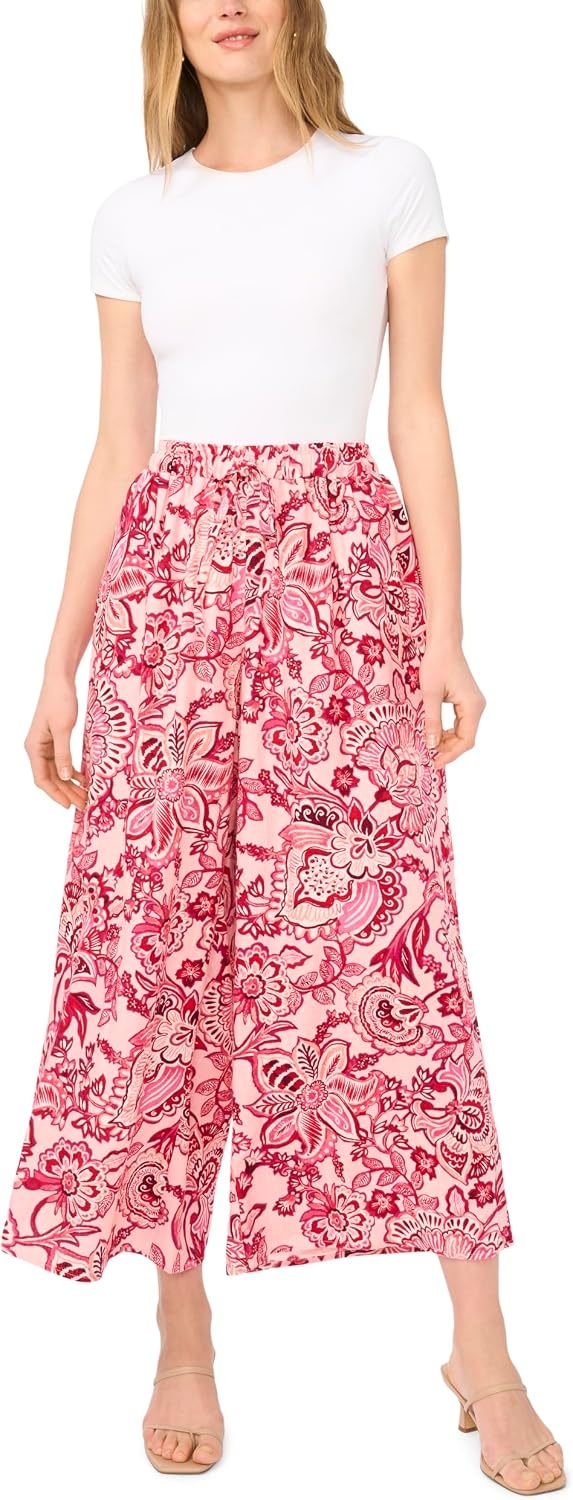 image:imageVince Camuto Womens Wide Leg Gathered PantsCherry Red