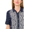 Vince Camuto Women’s Collar Button Down Short Sleeve Shirt(Classic Navy)