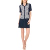 Vince Camuto Women’s Collar Button Down Short Sleeve Shirt(Classic Navy)