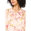 Vince Camuto Women’s Floral Long Sleeve Button Down Ruffle Cuff Blouse(Cozy Peach)