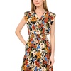 Vince Camuto Women’s Floral Print Flutter Sleeve V-neck Jumpsuit(Rich Black)
