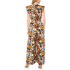 Vince Camuto Women’s Floral Print Flutter Sleeve V-neck Jumpsuit(Rich Black)