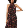 Vince Camuto Women’s Floral Print Sleeveless Halter Neck Smocked Waist Jumpsuit(Rich Black)