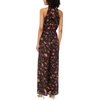 Vince Camuto Women’s Floral Print Sleeveless Halter Neck Smocked Waist Jumpsuit(Rich Black)