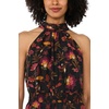 Vince Camuto Women’s Floral Print Sleeveless Halter Neck Smocked Waist Jumpsuit(Rich Black)