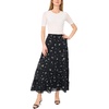 Vince Camuto Women’s Floral Print Smocked Waist Maxi Skirt(Rich Black)