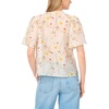Vince Camuto Women’s Floral Print Tie Neck 3/4 Sleeve Blouse(Ultra White)