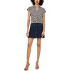 Vince Camuto Women’s Floral Print V-Neck Front Placket Blouse(Rich Black)