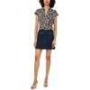 Vince Camuto Women’s Floral Print V-Neck Front Placket Blouse(Smoke Gray)