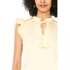 Vince Camuto Women’s Flutter Sleeve Tie Split Neck Blouse(Pale Lemon)