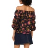 Vince Camuto Women’s Off the Shoulder 3/4 Bubble Sleeve Blouse(Rich Black)