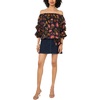 Vince Camuto Women’s Off the Shoulder 3/4 Bubble Sleeve Blouse(Rich Black)