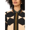 Vince Camuto Women’s Printed Collared Button Down 3/4 Sleeve Blouse(Rich Black)