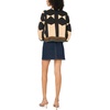 Vince Camuto Women’s Printed Collared Button Down 3/4 Sleeve Blouse(Rich Black)