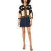 Vince Camuto Women’s Printed Collared Button Down 3/4 Sleeve Blouse(Rich Black)