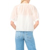 Vince Camuto Women’s Scoop Neck Button Down Short Sleeve Flowy Top(Ultra White)