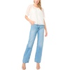 Vince Camuto Women’s Scoop Neck Button Down Short Sleeve Flowy Top(Ultra White)