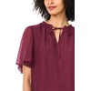 Vince Camuto Women’s Short Sleeve Tie Neck Princess Sleeve Blouse(Vineyard Plum)