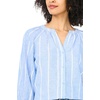 Vince Camuto Women’s Striped 3/4 Raglan Sleeve Button Down Blouse(Ultramarine)
