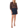 Vince Camuto Women’s Tie Neck 3/4 Peasant Sleeve Blouse(Rich Black)