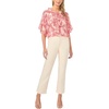 Vince Camuto Women’s Tie V Neck 3/4 Sleeve Ruffle Front Blouse(Summer Rose)