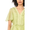 Vince Camuto Women’s V Neck 3/4 Sleeve Button Down Top(Flora Green)